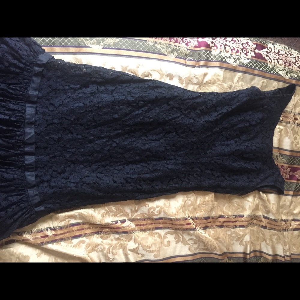 Long black lace dress
